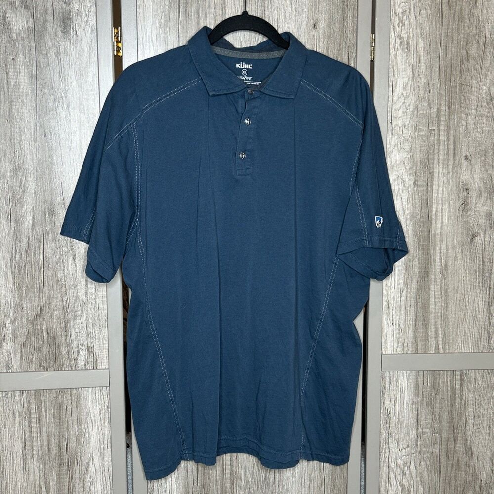 Kuhl Polo Shirt Size XL Wildfiber Organic Cotton Short Sleeves Navy Blue